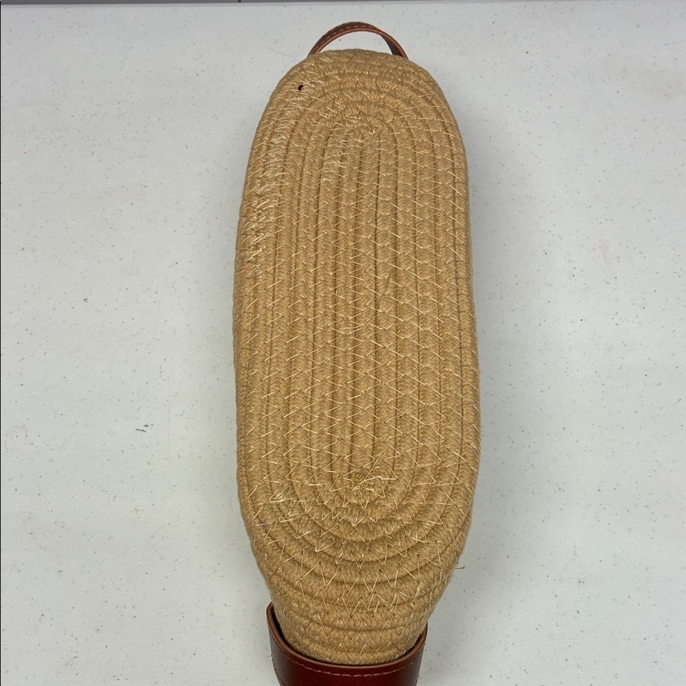 Handwoven Rope Storage Basket Tan Oval Organizer with Brown Handles - Picture 6 of 8